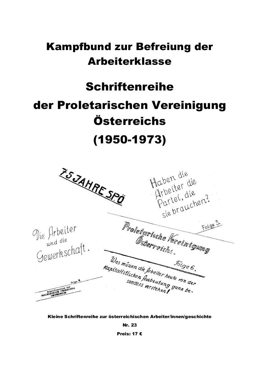 Kampfbund zur Befreiung der Arbeiterklasse Schriften (1950-1973)